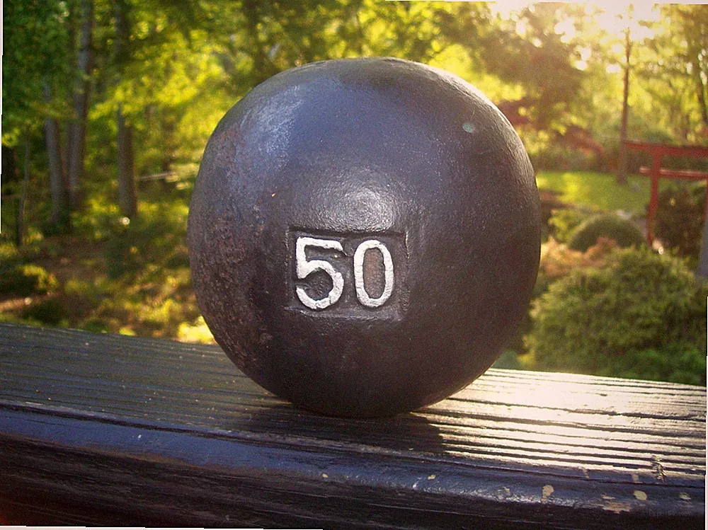 1/2 50 GLOBE DUMBBELL "GLOB" BodyBuilding STRONGMAN York Barbell PINCH GRIP arm