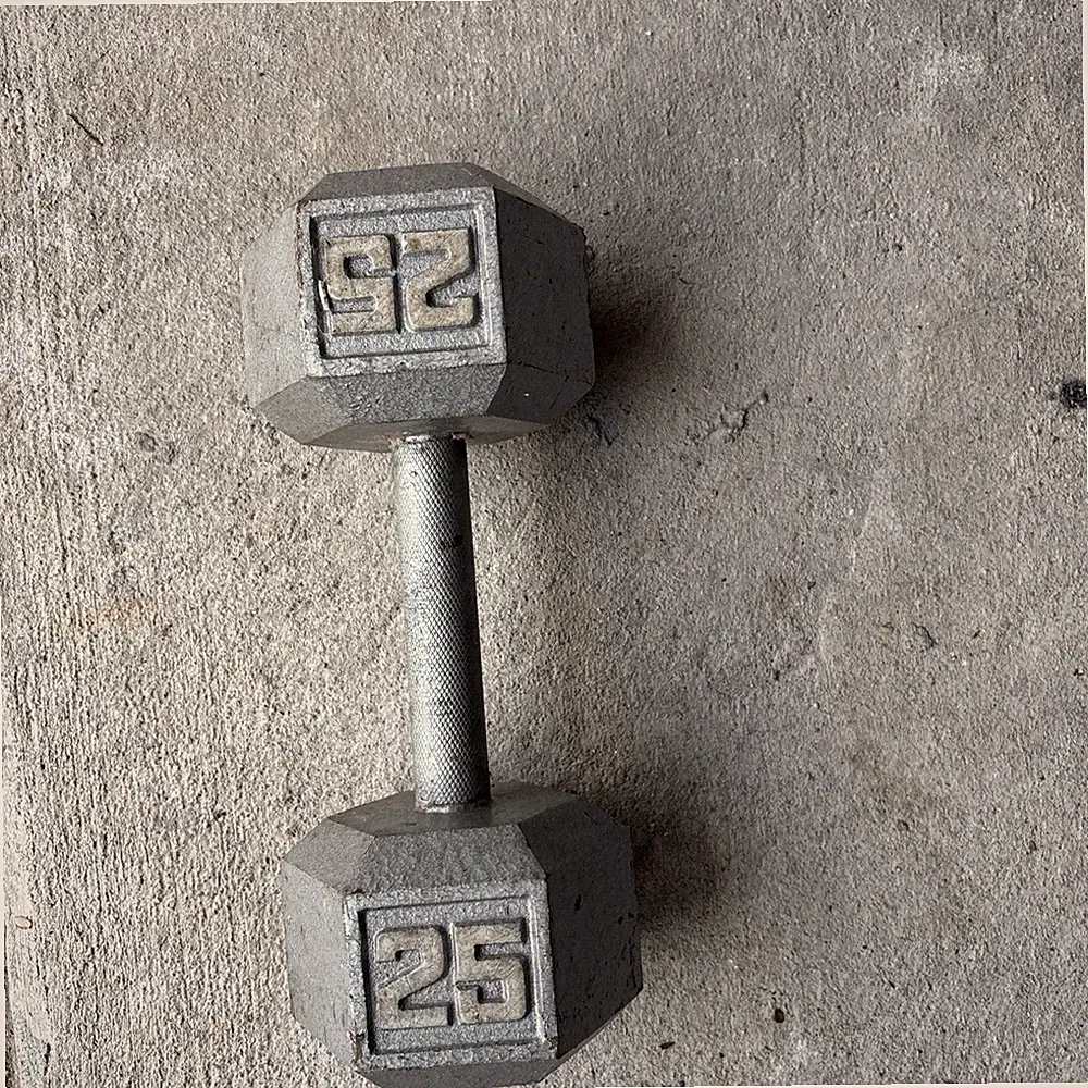 1 ONLY 25 lbs Dumbbell Cast Iron Hex Dumbbell Hexagon Weightlifting Lift Workout