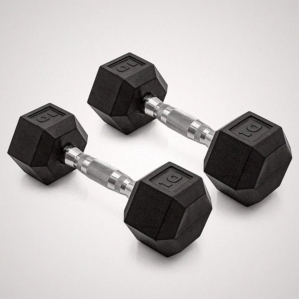 1 Pair Coated Rubber Hex Dumbbell Weight 10 lbs