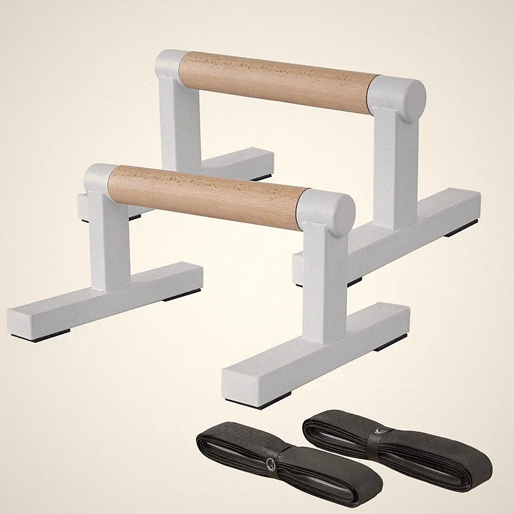 1 Pair Wooden Parallettes Push Up Bars for Men, Strength Training Pushup Stan...