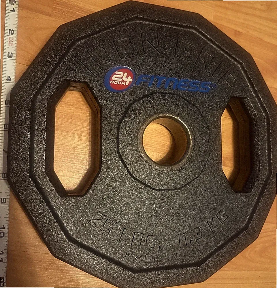 (1) Single 25 Lb Iron Grip Urethane Coated Olympic Weight Plate 2” 25 Pounds