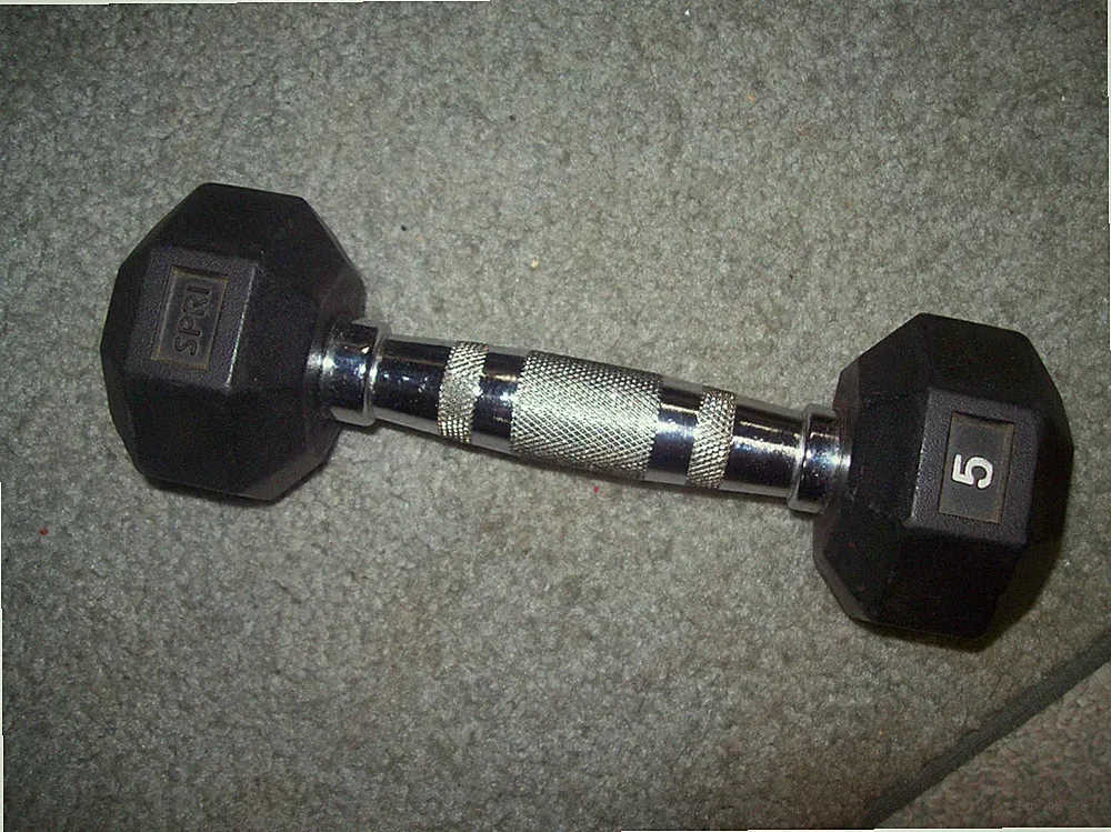 (1) SPRI 5lb. DUMBBELL CHROME KNURLED HANDLE Bodybuilding FITNESS exercise