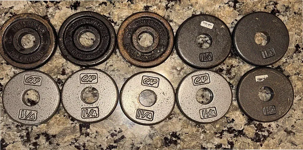 10- 1 1/4lb Standard 1” Hole Weight Plates-12.5lbs Total