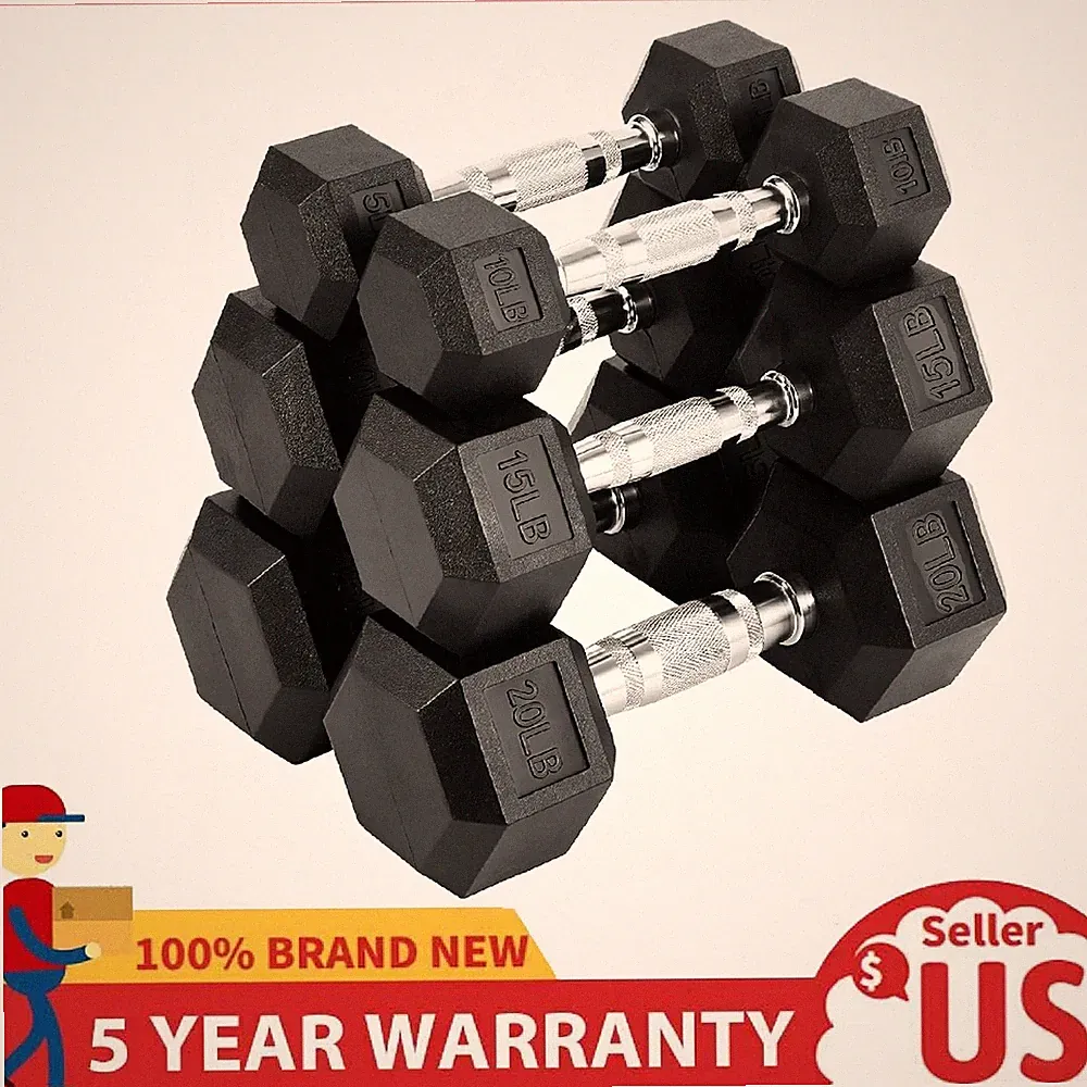 10/15/20 LB Hex Dumbbell Set Strength Training Workout Fitness Weight Dumbbells