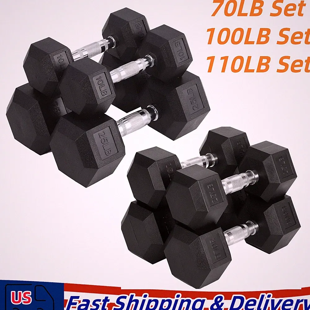 10-35LB Hex Dumbbell Hand Weights Dumbbells Pair Strength Training, Set of 4