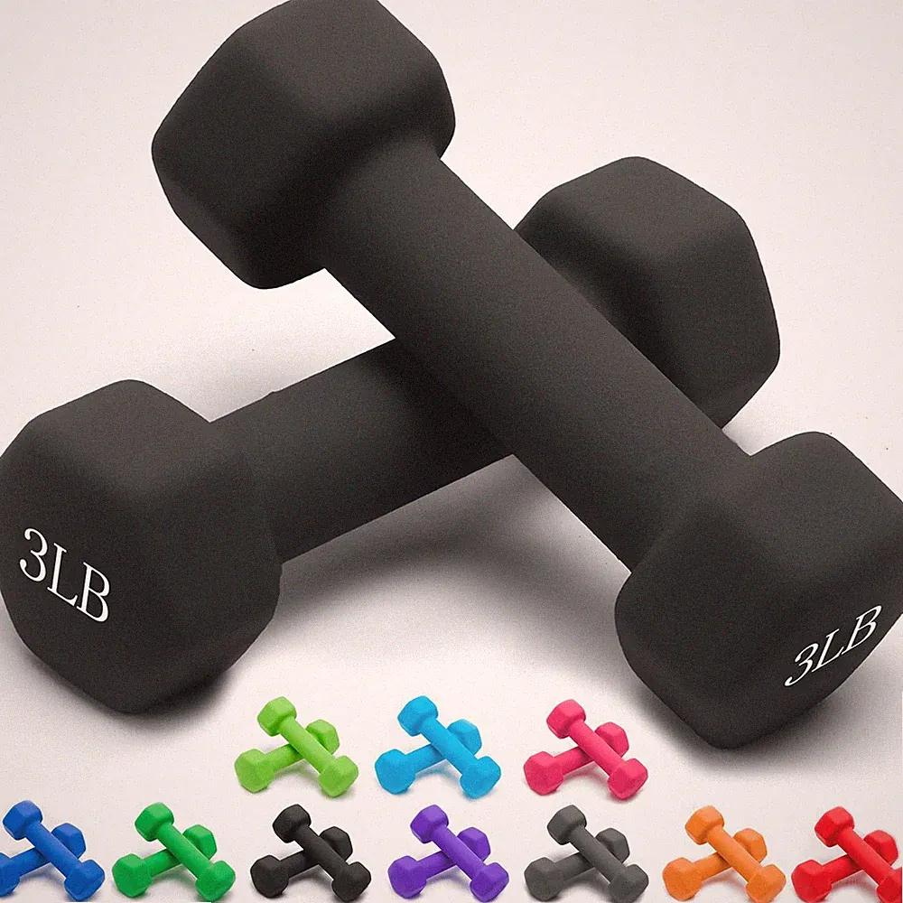 10 Color Neoprene Dumbbells Set 115 LB, AntiSlip Hex Shape, 2Pack