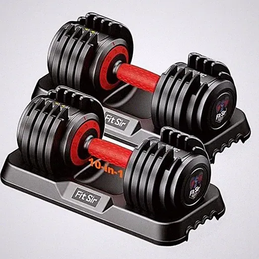 10-in-1 25LB/55LB/90LB Adjustable Dumbbell Set—Ajustable Round 25LB Pair