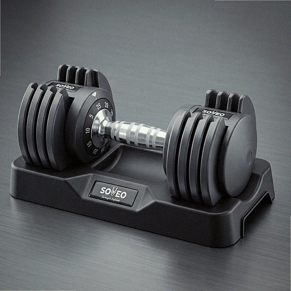 10-in-1 Adjustable Dumbbell Set 25LB/55LB, 1 Sec Fast Adjust Lock Design