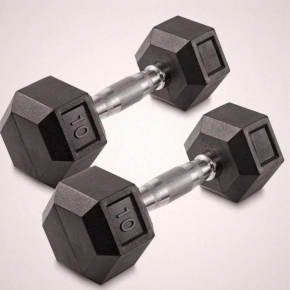10 lb Pair Rubber Coated Hex Dumbbell Set, 20 Pounds Total