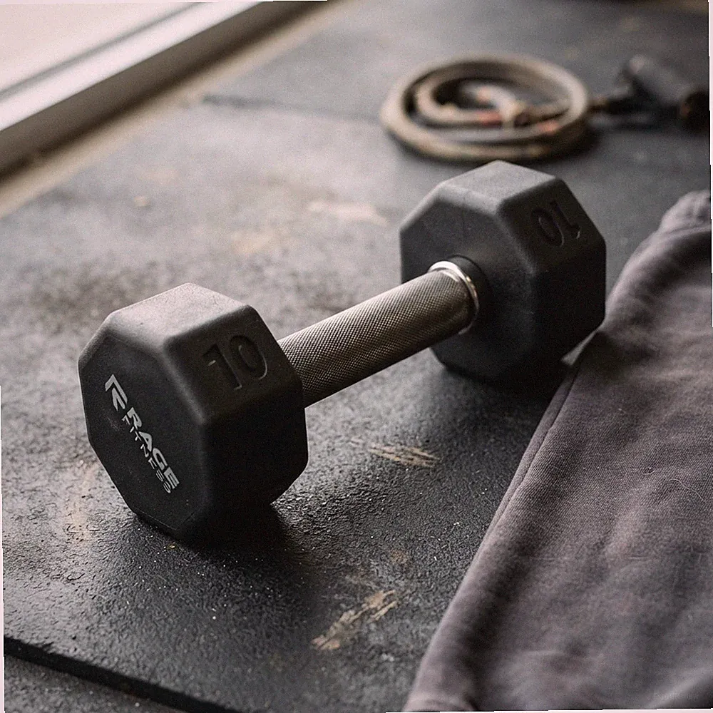 10 LB Rubber Coated Octagonal Dumbbell - No Roll Design for Home Gym Elegance