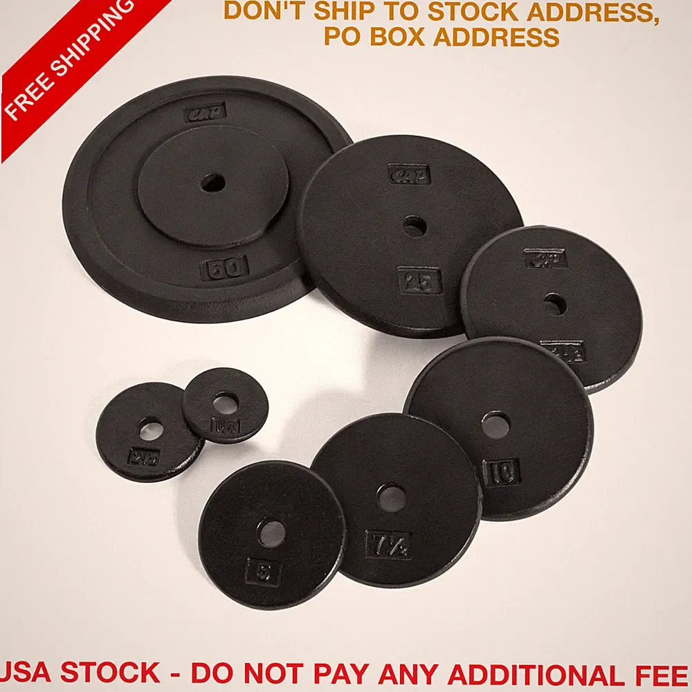 10 lb Set Standard Weight Plates 1 Inch Hole Cast Iron Dumbbell Barbell Weights