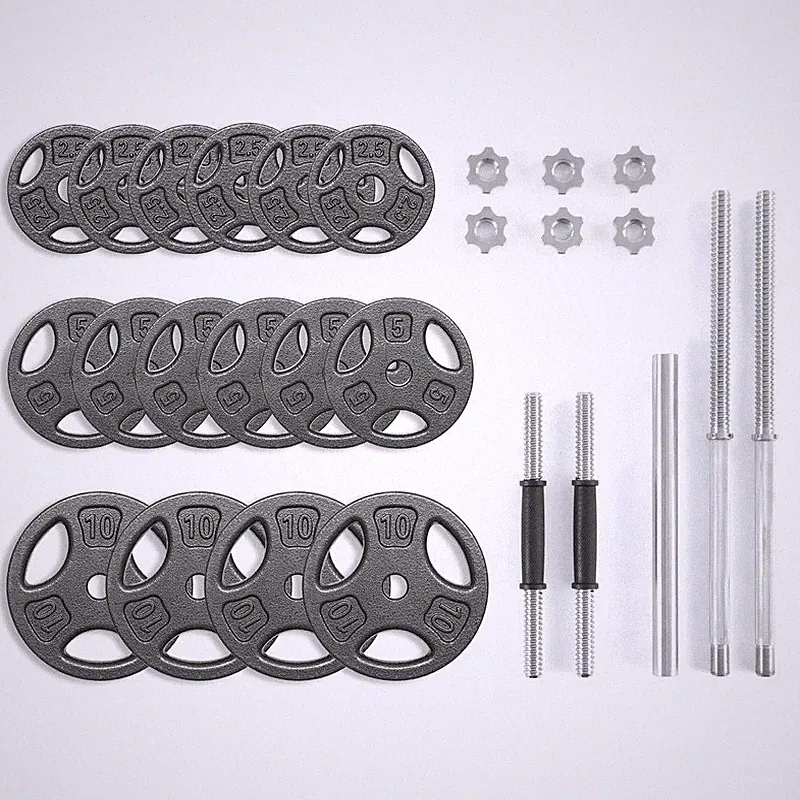 100 Lbs Cast Iron Weight Plate Set Barbell Dumbbell Home Gym Workout Strength US