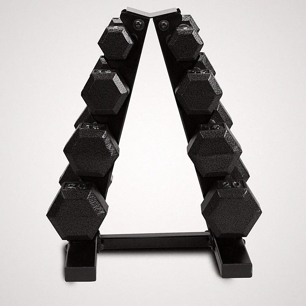 100lbs Cast Iron Hex Dumbbell Weight Set with Rack Ergonomic Grip Gym Workout