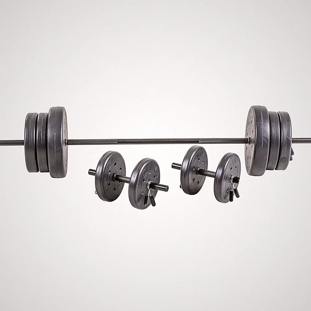 105 Pound Barbell Weight Set Home Gym Adjustable Two Dumbbell Bars Full 6 Ft Bar