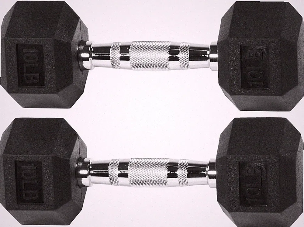 10LB Hex Dumbbell Pair - Premium Rubber Encased Weights for Home Gym Fitness