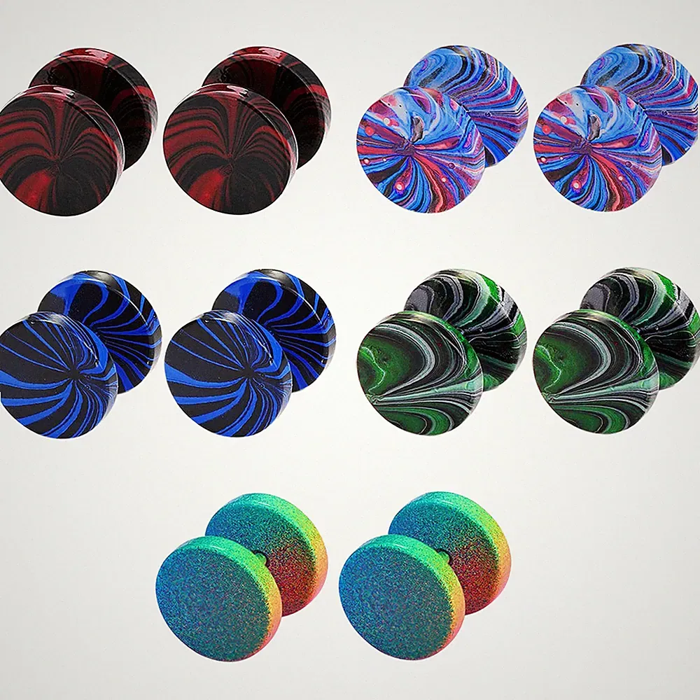 10pcs 8mm Men Women Dumbbell Stud Earrings Fake Ear Plugs Gauges Stainless Steel