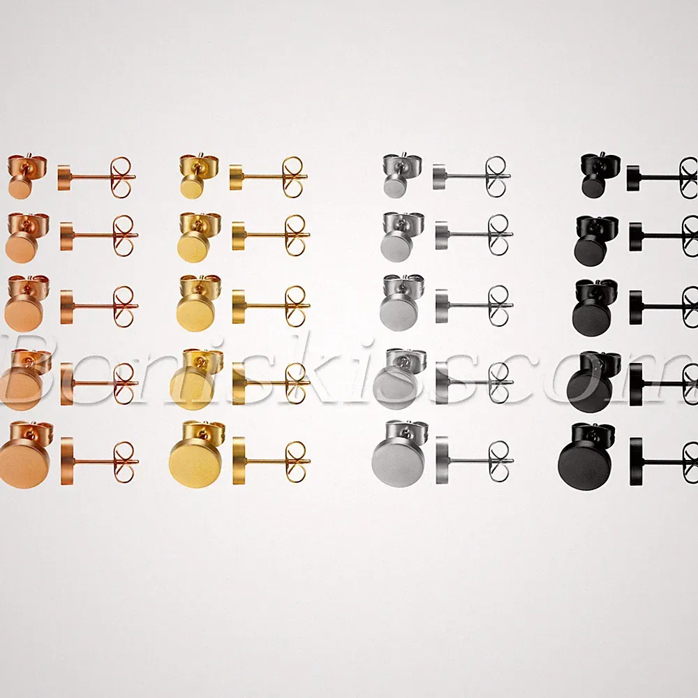 10pcs Mens Women Stainless Steel Barbell Dumbbell Round Ear Studs Earrings 4-8mm