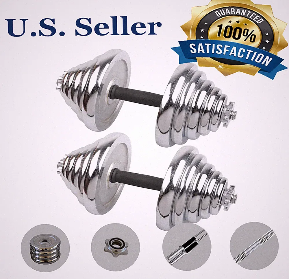 (110/66/44LB) Adjustable Weight Cast Iron Dumbbell Barbell Kit Home Workout Tool