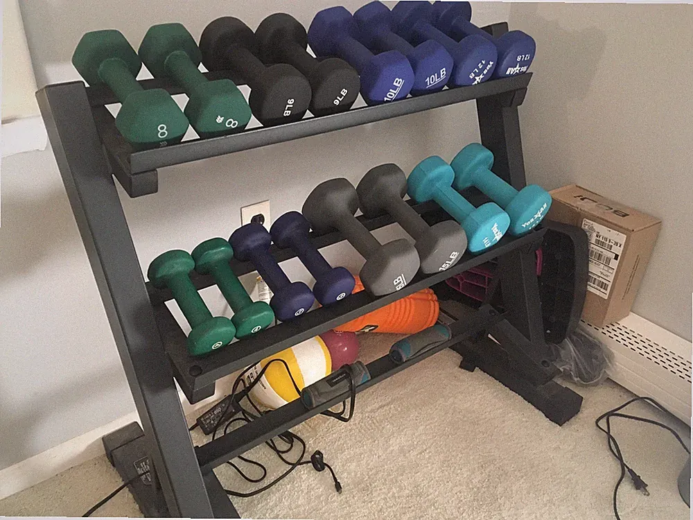 1100 LBS Capacity Adjustable 3-Tier Dumbbell Rack for Home Gyms Weight Organizer