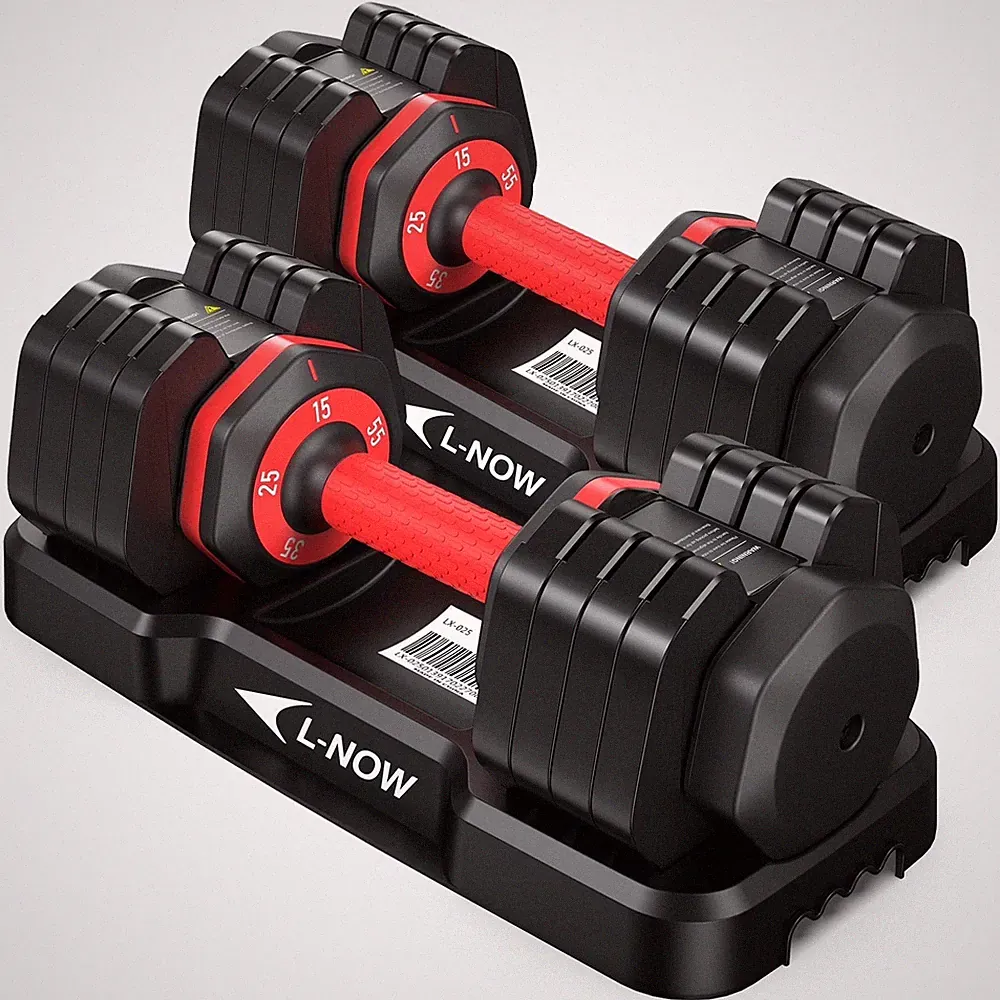 110LB Adjustable Dumbbells with High Quality Tray 15Lb to 55Lb Adjustable