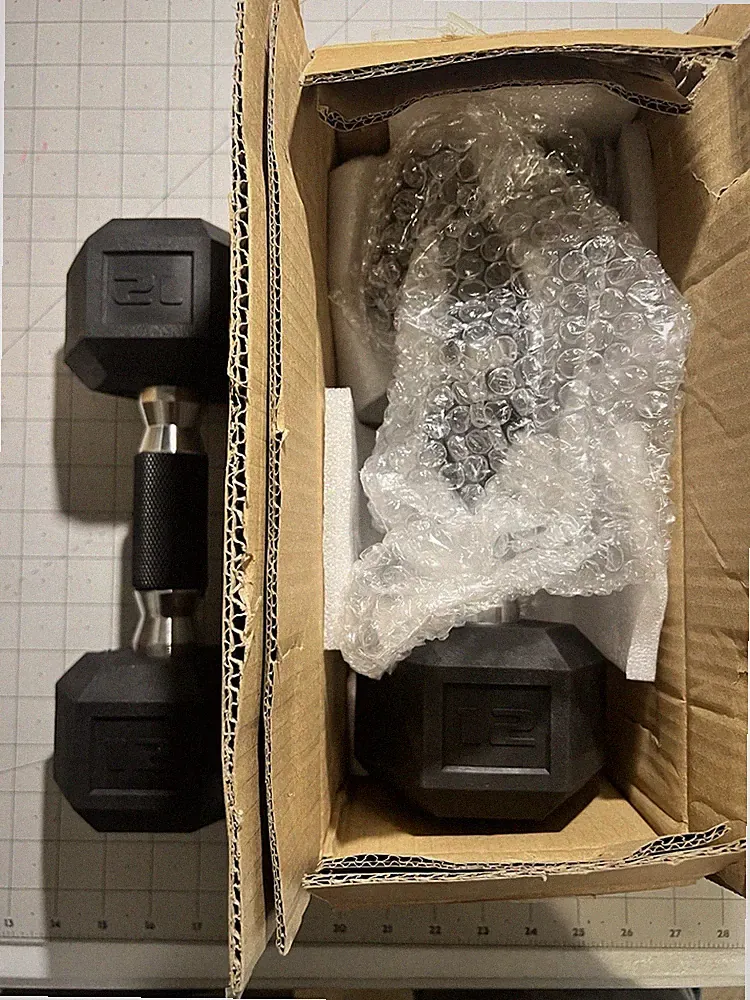 12 lb Hex Dumbbell Pair Black Rubber Steel Gym & Training Weight Lifting
