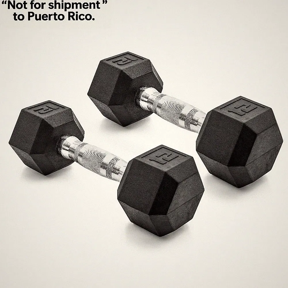 12lb Coated Rubber Hex Dumbbell, Pair