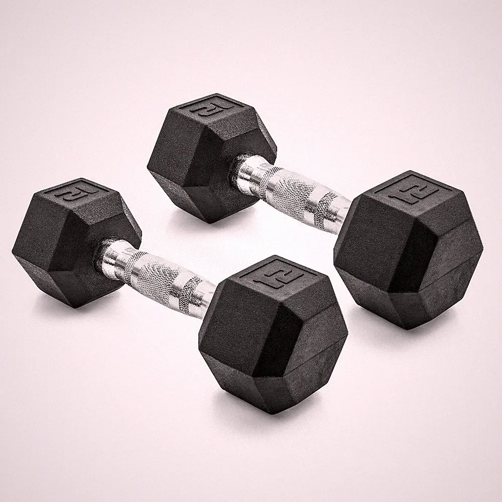 12lb Rubber Coated Hex Dumbbell Pair Non-Slip Design with Ergonomic Steel Handle