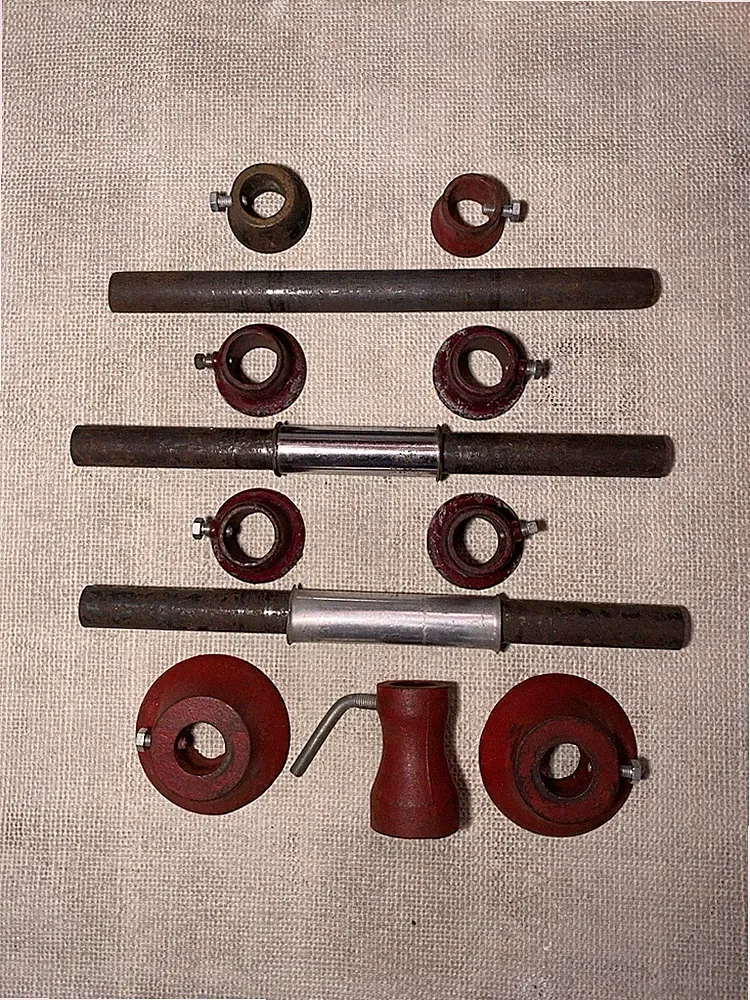 14 Assorted Old School Dumbbell & Weight Bar Parts DB Bars & Large/Small Collars