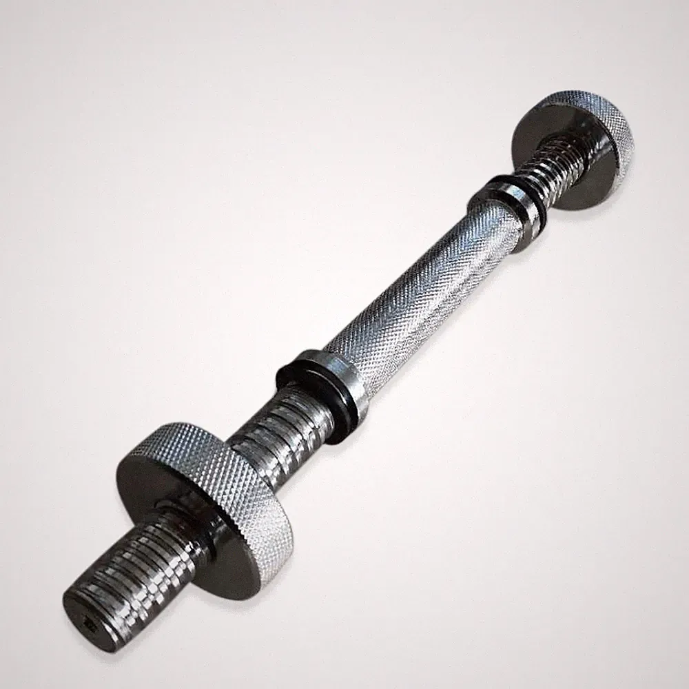 14" Standard Threaded Chrome Dumbbell Handles with round Collars, Pair