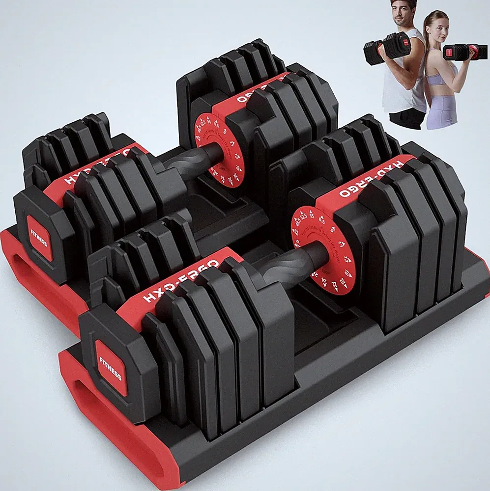 15 IN 1 Adjustable Dumbbell Set/Single, 1-Second Quick Change Weights, 55/110