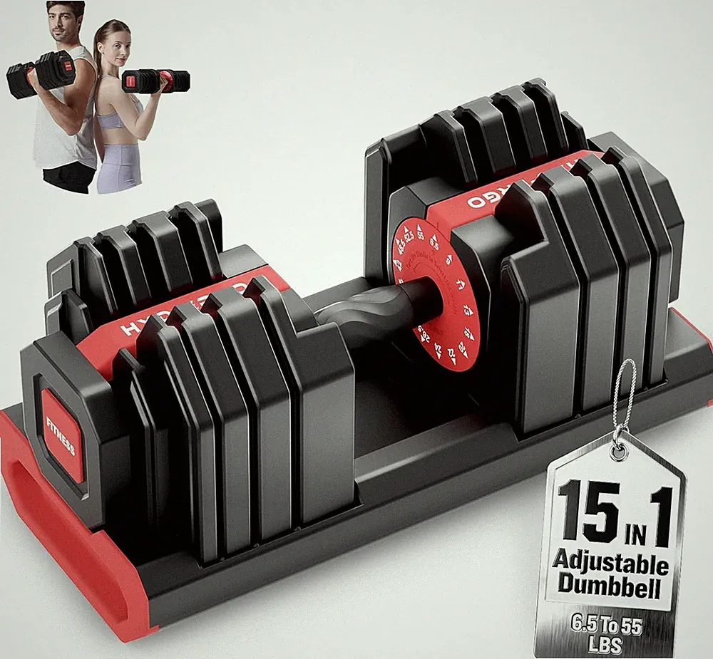 15 in 1 Adjustable Dumbbell Weight, 1-Second Quick Change Weights, 55/110 LBS Fr