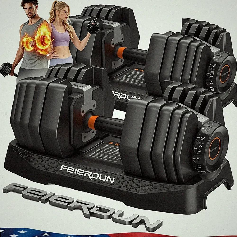 15 in 1 Adjustable Dumbbells Set, Weight Dumbbells 52.5lbs Single/Pair Home Gym