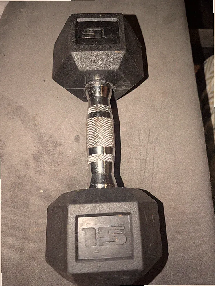 15 - lb Hex Dumbbell - Black/Silver