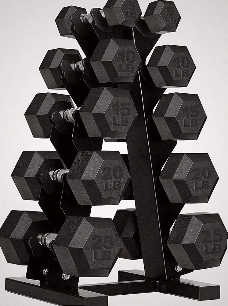 150 Lb Rubber-Coated Dumbbell Set with Rack for All Fitness Levels