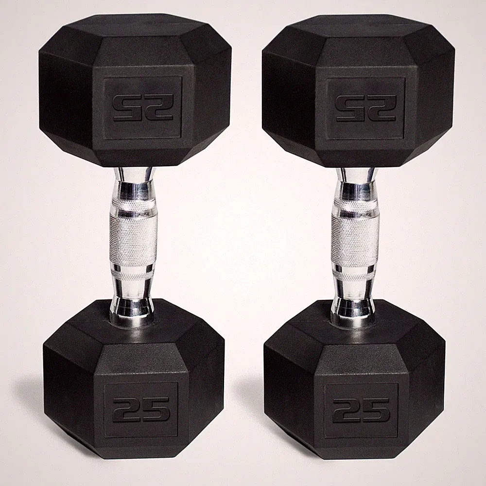 150Lb Rubber Hex Dumbbell Set