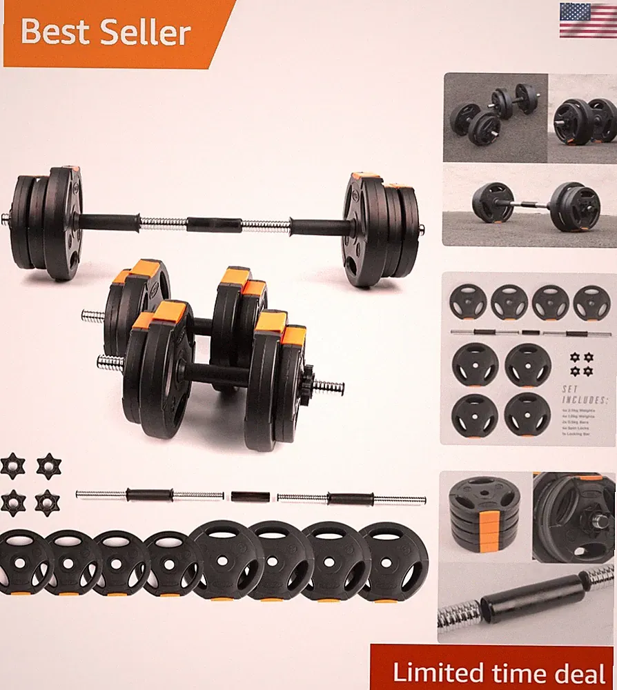 15kg Adjustable Weights Set: 2-in-1 Dumbbells & Barbell for Ultimate Versatility