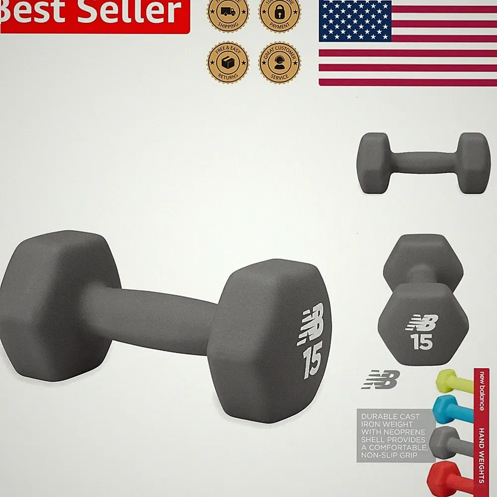 15lb Dumbbell New Balance Neoprene Hex Home Gym Strength Exercise Single