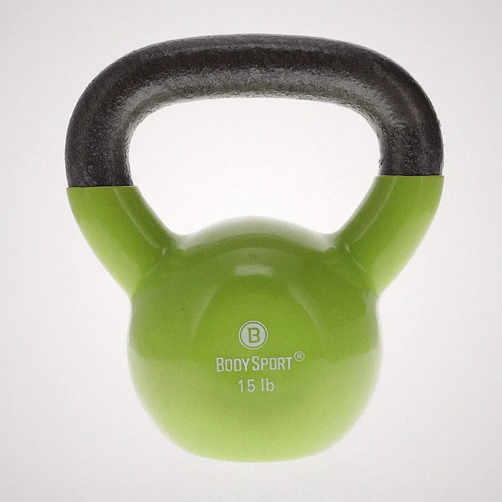 15LB KETTLEBELL, LATEX-FREE, LIGHT GREEN