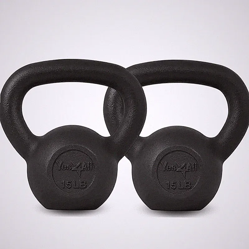 15Lb Kettlebell Set Of 2 Cast Iron For Dumbbell Weights Exercises Gym