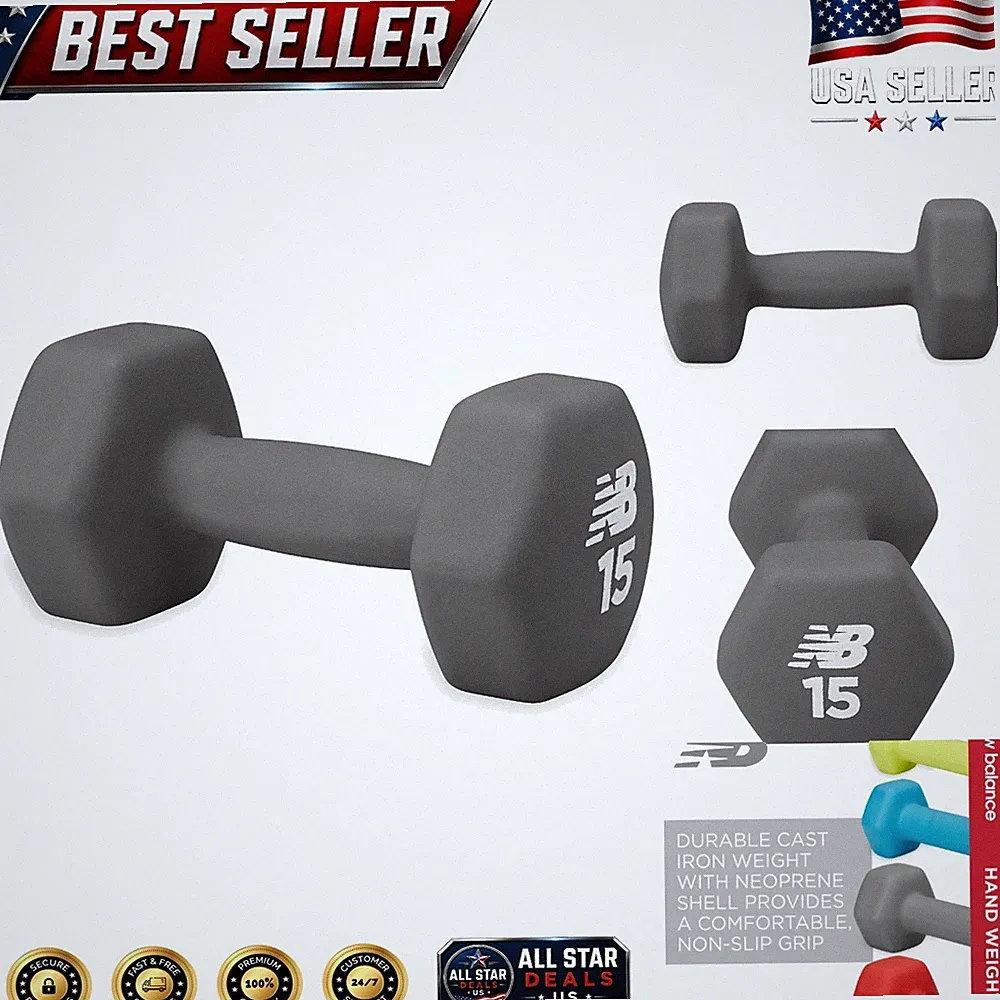15lb Neoprene Coated Dumbbell Hand Weight - Non-Slip, Durable Cast Iron