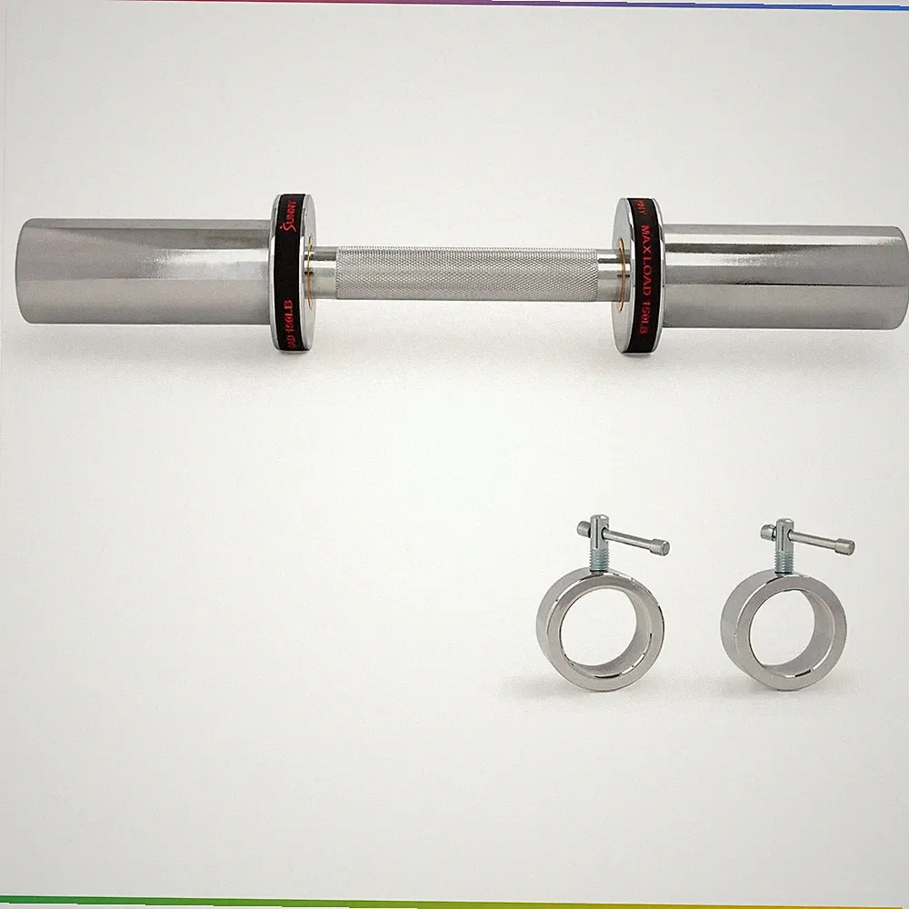 16 Inch Olympic Dumbbell Bar Heavy Duty Steel Knurled Grip 2 Collars