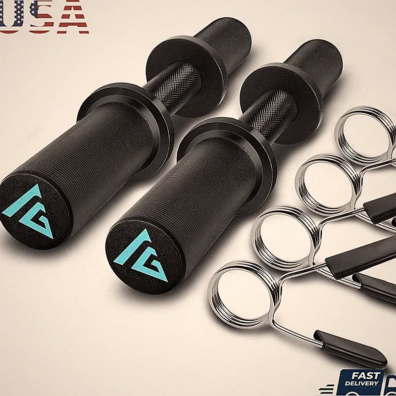 16 Inch Olympic Dumbbell Handles Set W/ Spring Collars Home Gym Workout