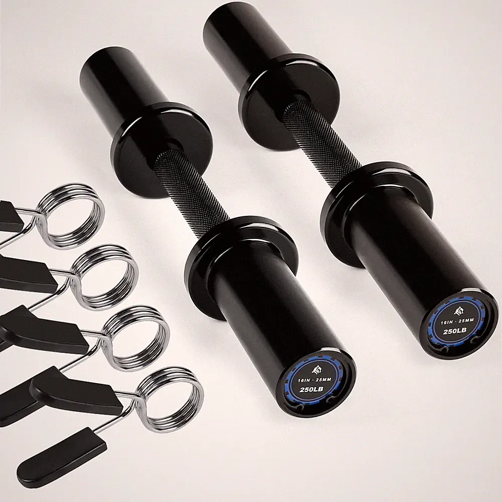 16" Loadable Dumbbells Pairs, Solid Steel Olympic Dumbbell Handles for 2" Pla...