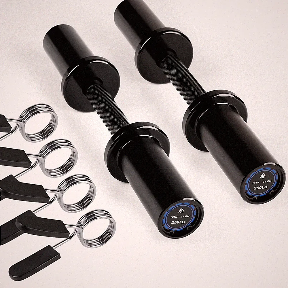 16" Loadable Dumbbells Pairs, Solid Steel Olympic Dumbbell Handles for 2" Pla...