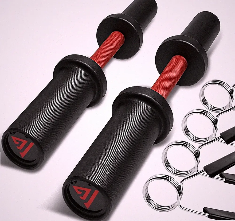 16" Olympic Dumbbell Handle, Loadable Dumbbells for 2-inch Black Red