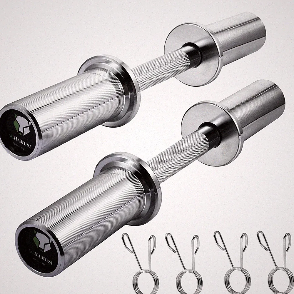 16" Olympic Dumbbell Handle Pair For 2'' Plates For Home Gym | Includes 4 Spr...