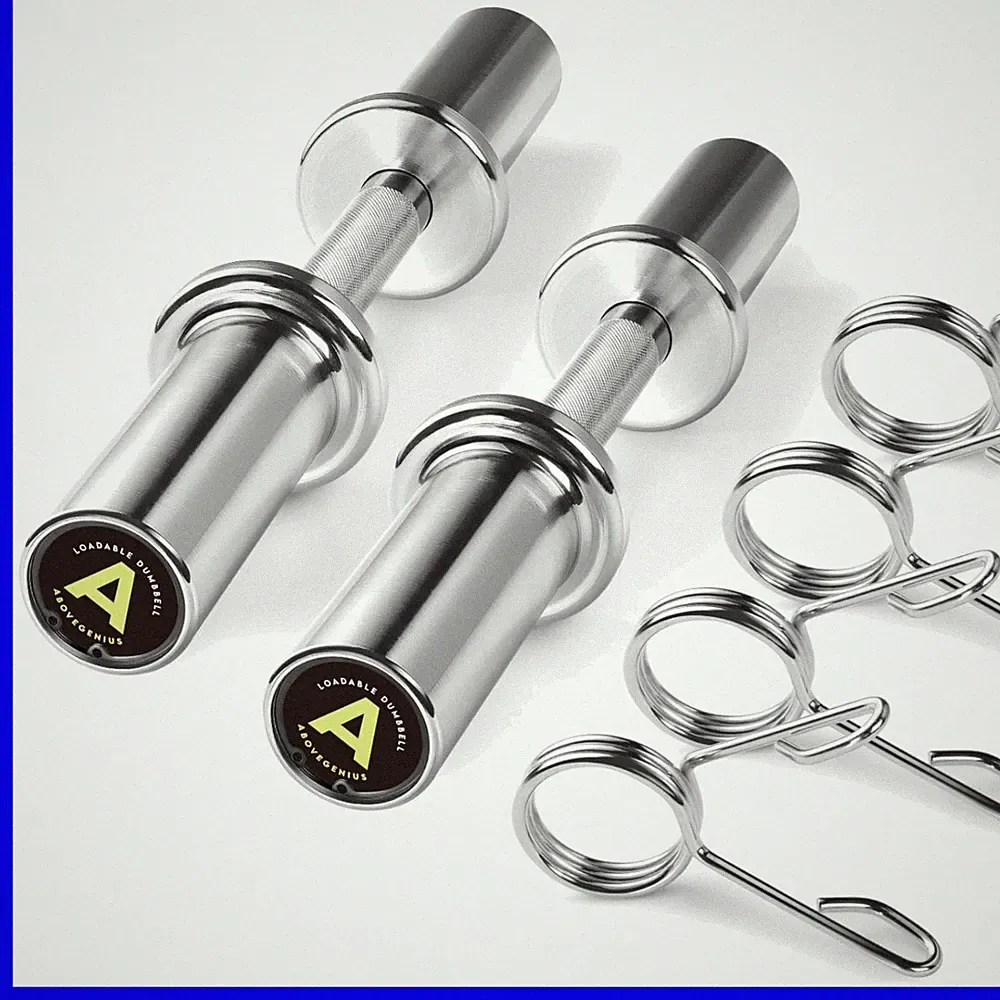 16" Olympic Dumbbell Handles, Solid Steel Loadable Weight Bars for 2-Inch Pla...