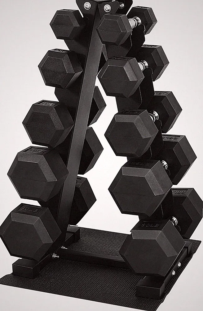 160-550LB Rubber Hex Dumbbell Set W/ Storage Rack Solid Cast Iron Dumbbells Full