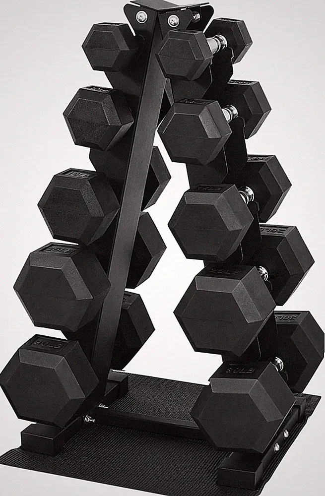 160-550LB Rubber Hex Dumbbell Set with Storage Rack Solid Cast Iron Dumbbells