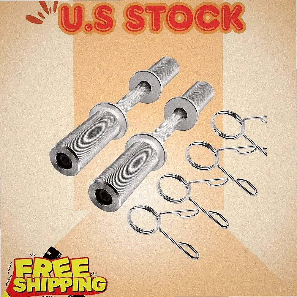 16in 20in Olympic Dumbbell Handles Loadable Bars for 2in Plates with 4 Collars